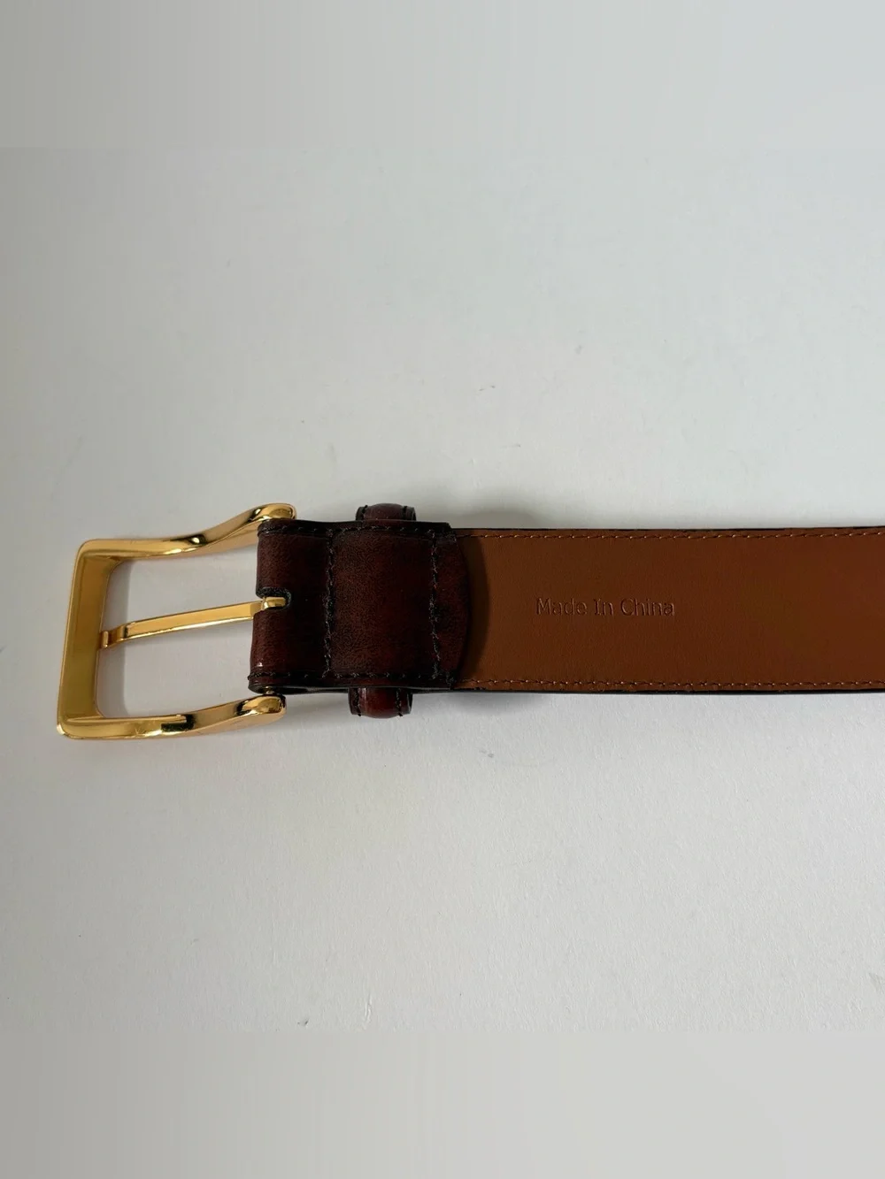 Johnston & Murphy Men's Solid Brown Dress Leather Belt w/Brass Buckle, Size 44